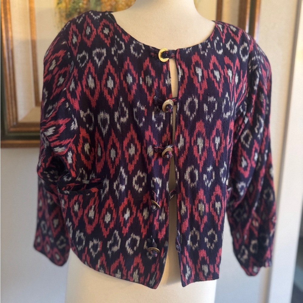 Vintage Cropped Button-Up Jacket